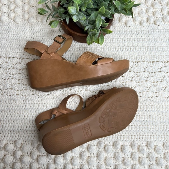 KORKS BY KORK EASE Women’s 10 Martinique Platform Wedge Sandal Leather Tan Boho - Picture 6 of 13